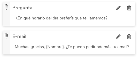 Personaliza las preguntas del chat bot